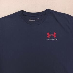 Under Armour Casual Crew Neck Short Sleeve Graphic T Shirt Mens Size M Navy